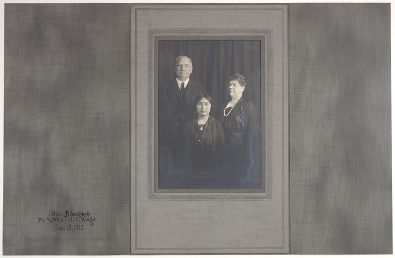 Photograph of Ada Blackjack and Mr. and Mrs. Knight