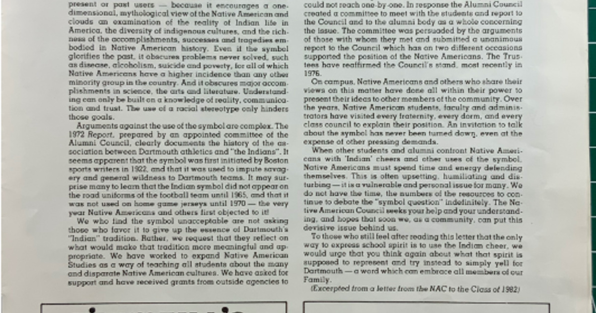 History 08.07 (Spring 2020): The Indian Symbol at Dartmouth: A Story of  Voices and Silence · Items · Dartmouth Course Exhibits