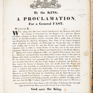 The Church, backed by both Parliament and the King, ordered a national fast on March 21st, 1832, across England, Scotland, and Ireland in response to the cholera pandemic.
